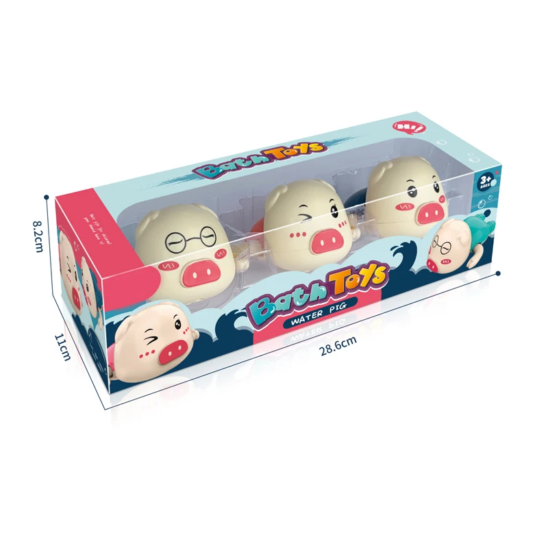 Baby floating animals cute pig wind up funny bathing toys baby bathroom toys for kids swimming pig