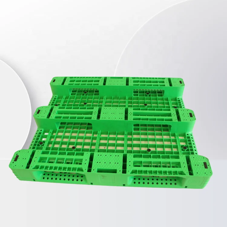 green three runner single side grid hdpe logistic warehouse pallet