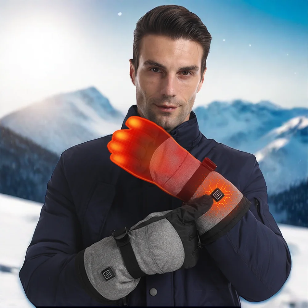 Custom Printed Winter Waterproof Windproof Outdoor Touch Screen Heated Motorcycle Riding Gloves