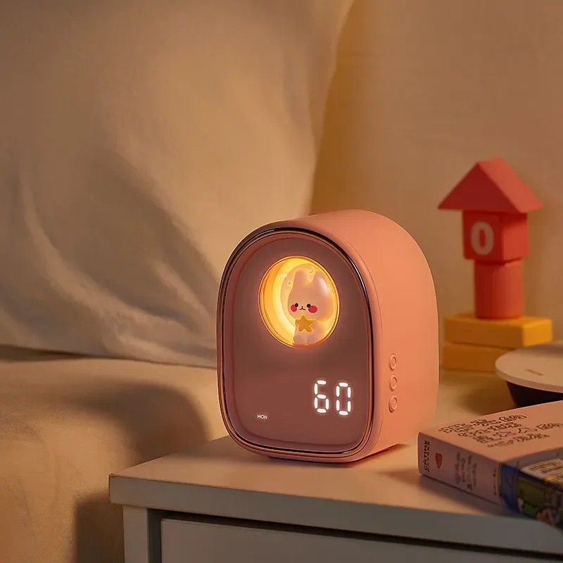 Cartoon Rabbit Smart Sleep Wake Up Mini Alarm Clock Atmosphere Night Lamp Table Clock