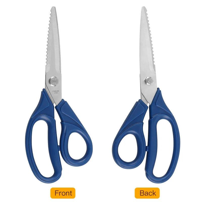 Stainless steel kitchen scissors to cut chicken bones, meat and vegetables scrape fish scales efficient scissors