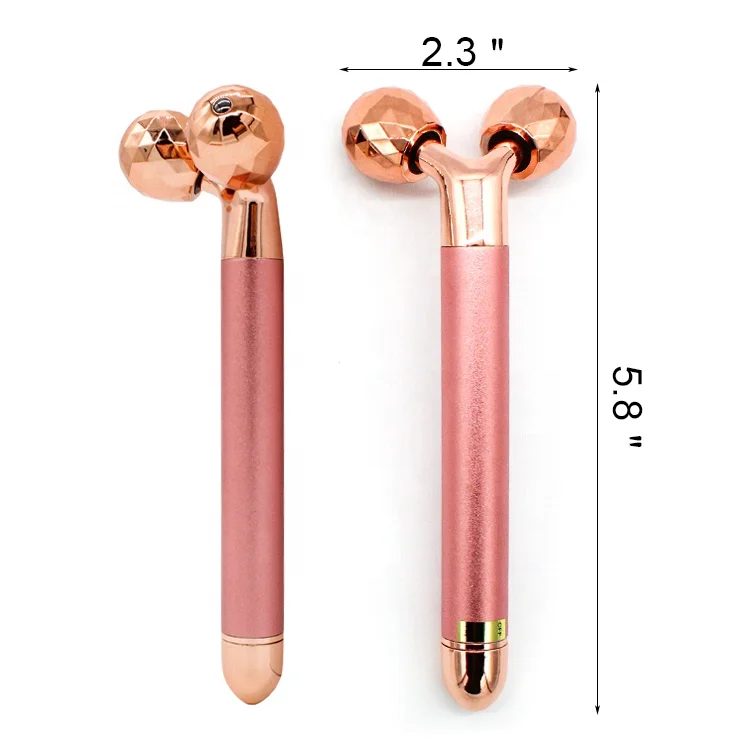 Gloway Skincare Tool Oem High Quality Rose Gold Y Shape Waterproof Vabriting Facial Roller 3D Electric Face Roller Massager