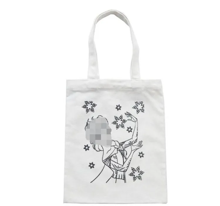 Promotional DIY art Painting Drawing Cotton Canvas tote Coloring Bag for Kids