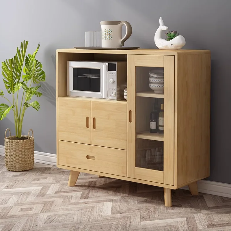 High quality kitchen modern furniture dining room wooden sideboard rock panel solid wood high storage space customized