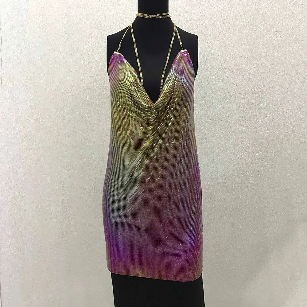 SHIHAN D218140 2021 New Club Dresses Cut Out Dresses Women Club Sexy Sequin Metal Club Dress For Women