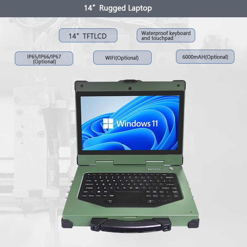 14 inch support different CPU solution integrated with high brightness LCD Aluminum-Magnesium Alloy chassis industrial computer