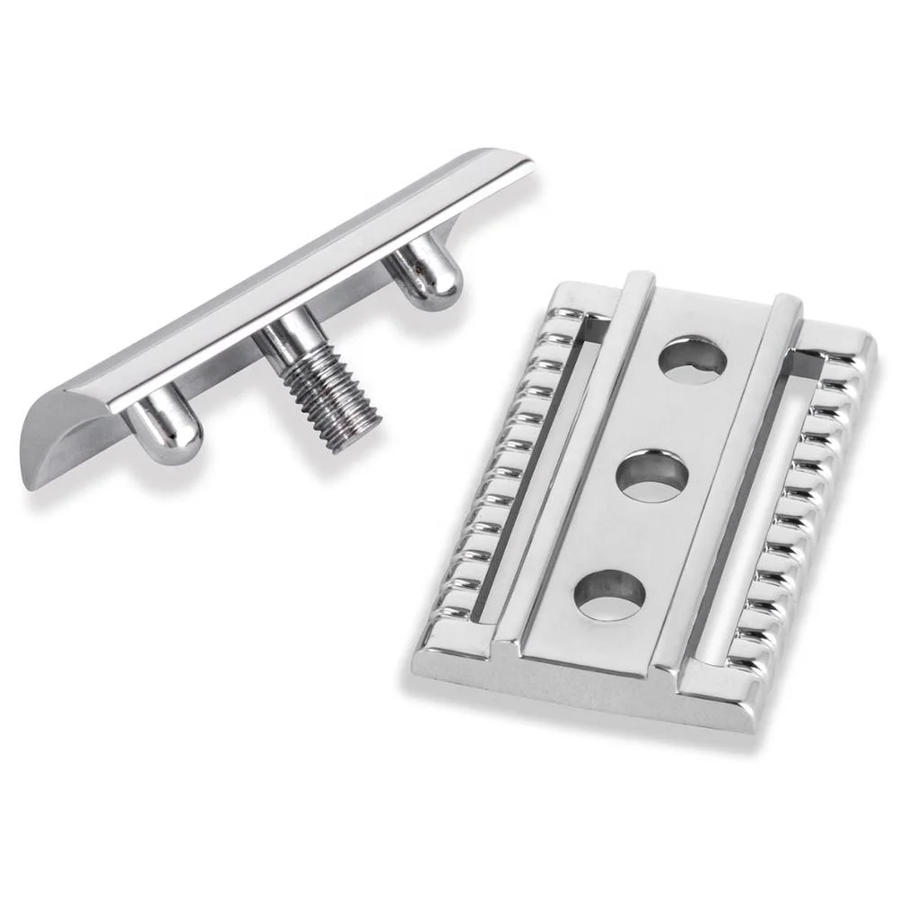 Private label mens straight blades zinc alloy safety razor black shaving safety razor 3 Piece Men Shaving Razor
