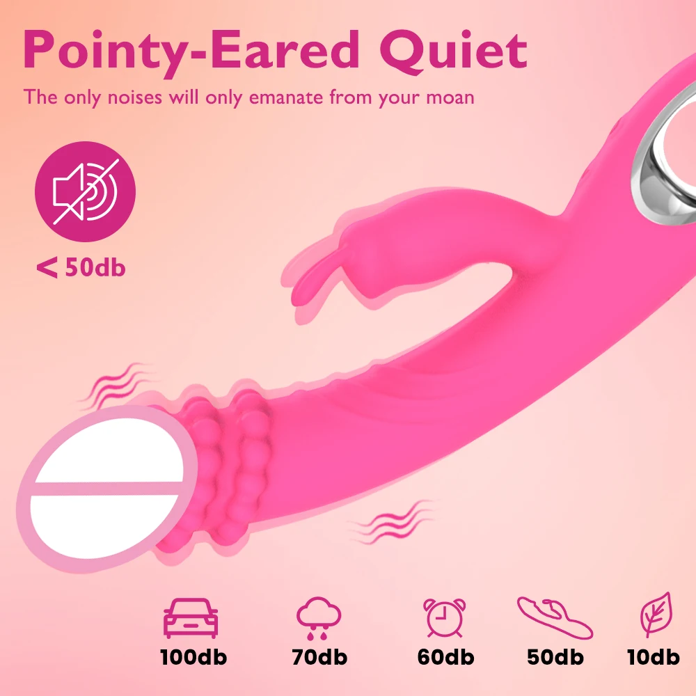 Two Motors Electric Vibrating Realistic Silicone Dildo Bunny Massager White Rabbit Vibrator