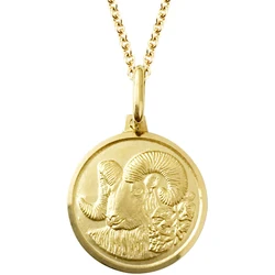Firstmadam 12 Horoscope Aries 18K Gold Coin Pendant Exquisite Three Dimensional Relief