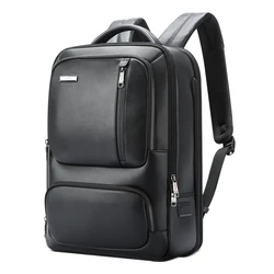 BOPAI BSCI Cowhide Men USB Charging Laptop 15.6 Inch Business Travel Expandable Anti Theft Custom Genuine Real Leather Backpack
