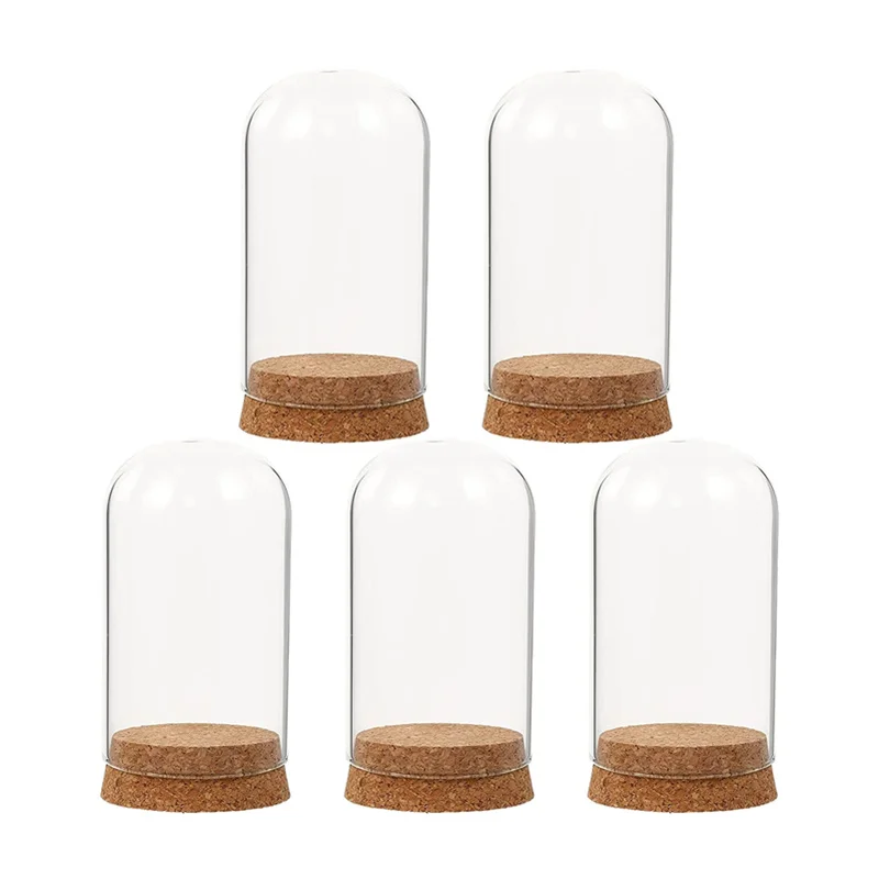 DIY custom size clear glass bell dome with wooden cork base stock feature bell jar display handmade
