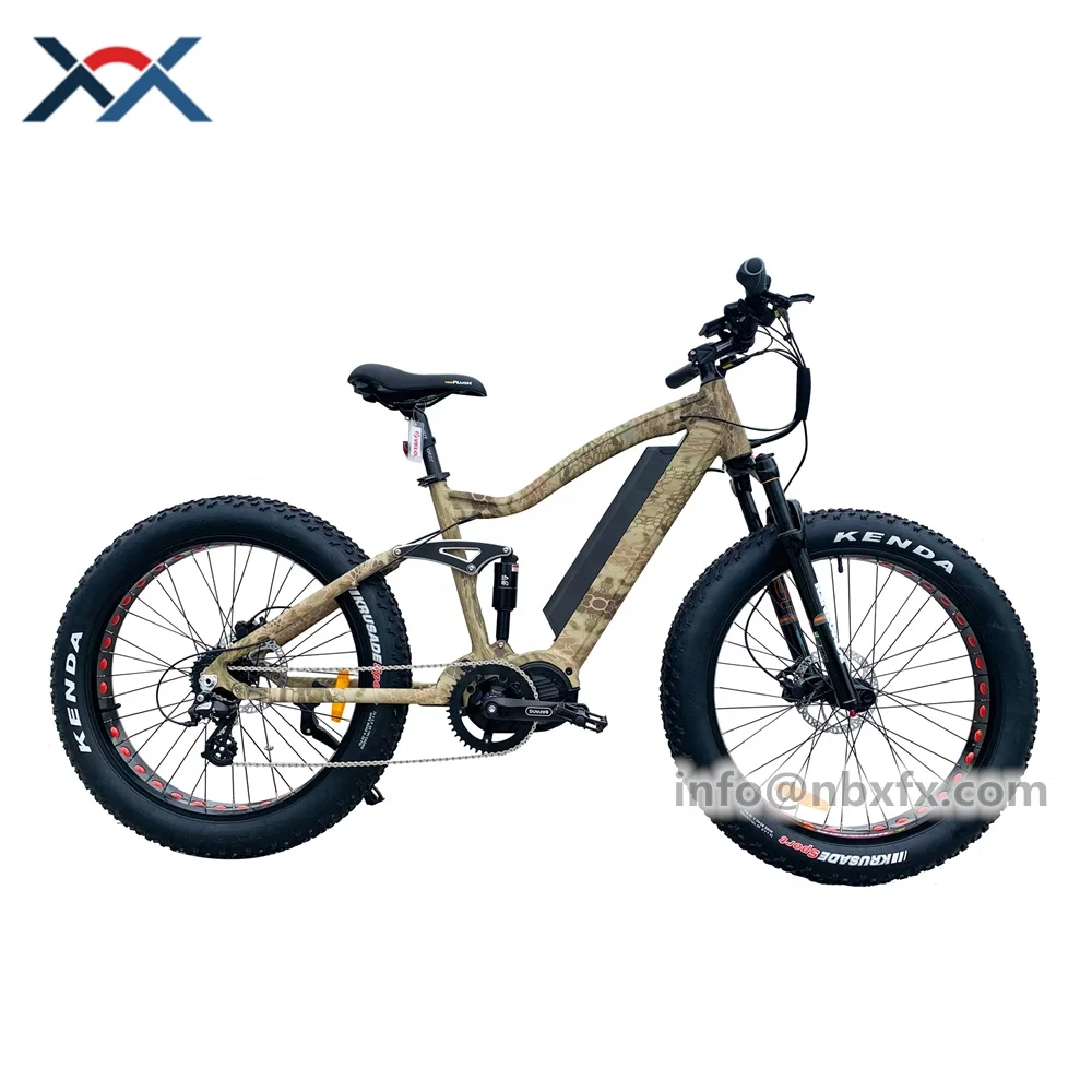 Big Power 1000W Mid Drive Electric Bicycle 21Ah Lithium Battery Full Suspension Ebike MTB Hunting Bike