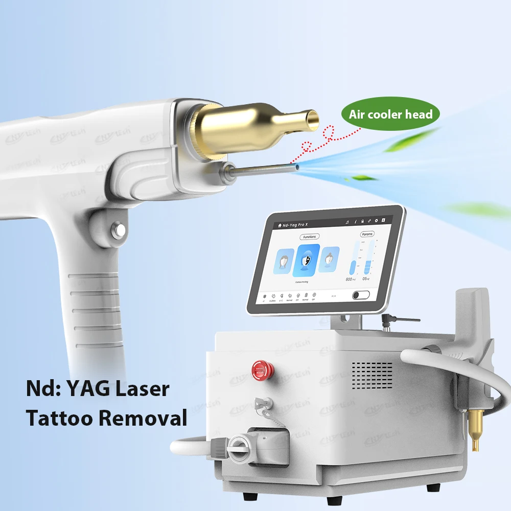 Mini nd yag laser picosecond laser carbon peeling for removing colored tattoos machine with air cooler head