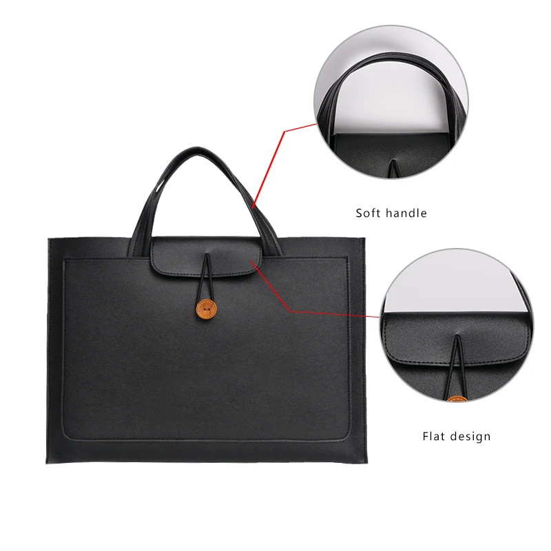 14 inch Laptop Sleeve bag durable pu leather for macbook case 10 12 13 tablet cover bag 15 inch notebook cover black