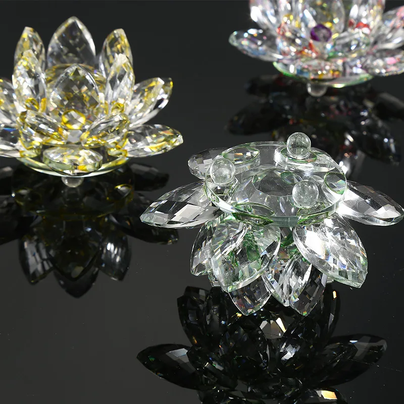 Home decoration wedding gift 20/30/50/60/100mm colorful crystal lotus flower ornament