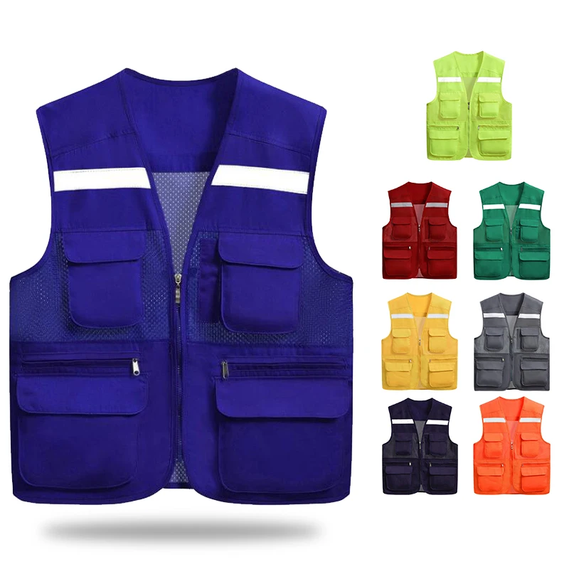 Hot sale 160g Construction Reflective Traffic Road waistcoat Safety Vest with Pocket logo work