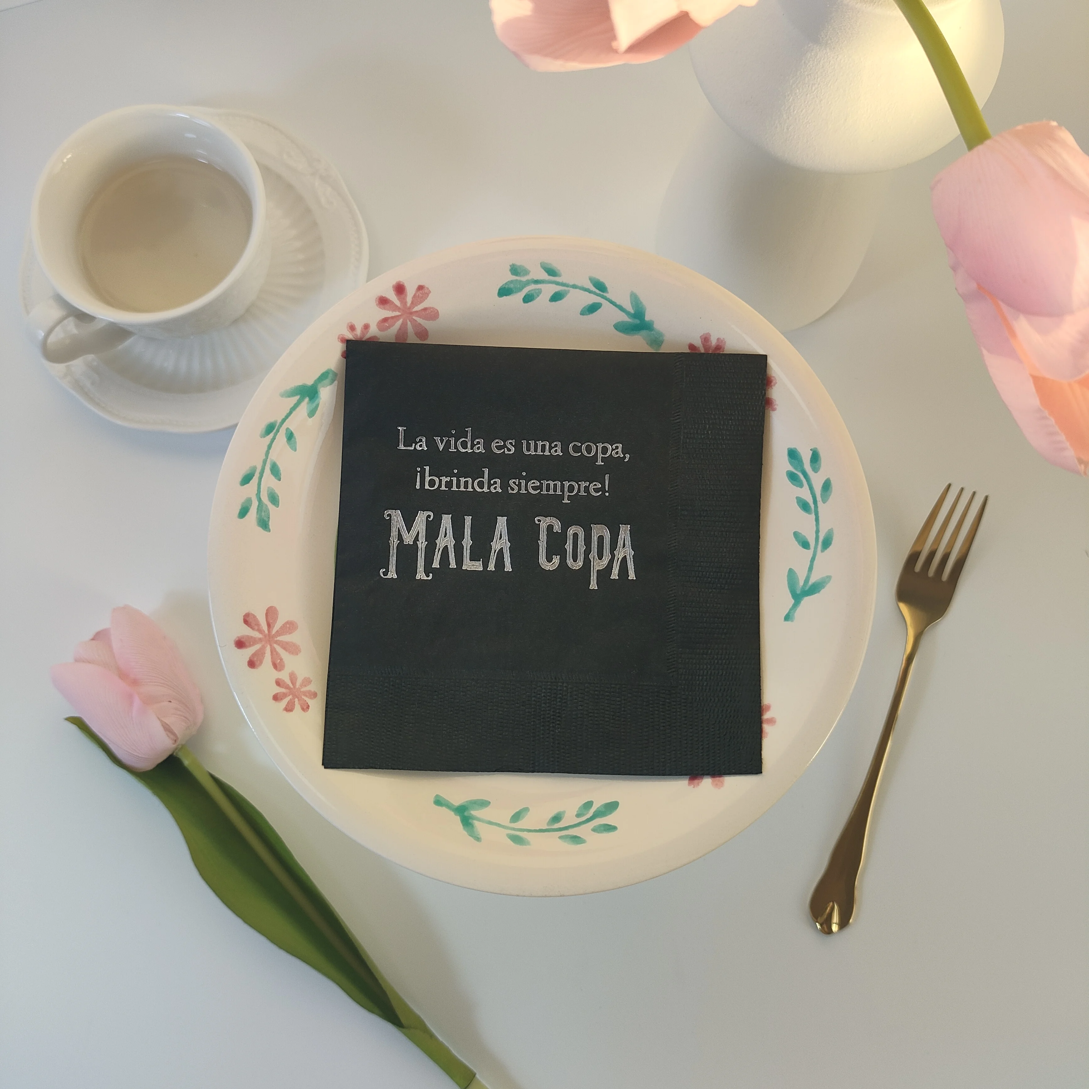 Personalized Disposable Printing Napkins Cocktail Beverage Paper with Your Own Design Hot stamping silver logo Wedding Napkins