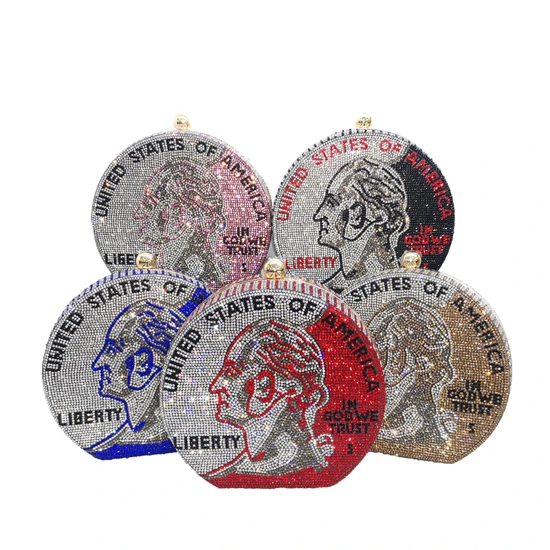 Лидер продаж, Модный Блестящий клатч для денег со стразами, круглая кошелек для денег со стразами