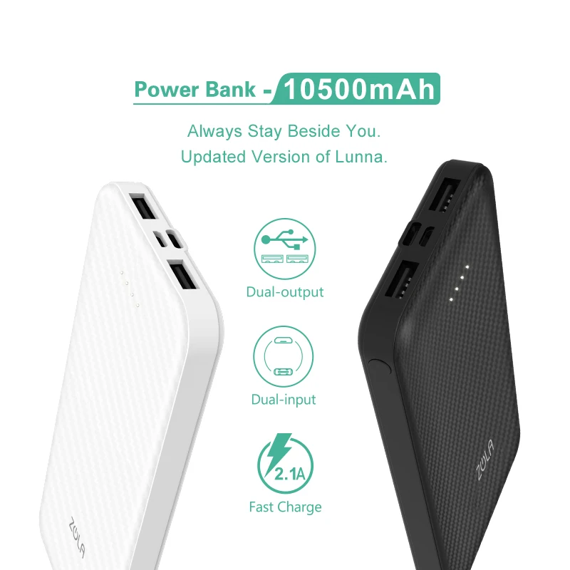 
10500mah capacity 5v 2.1a double usb output mobilephone power bank 