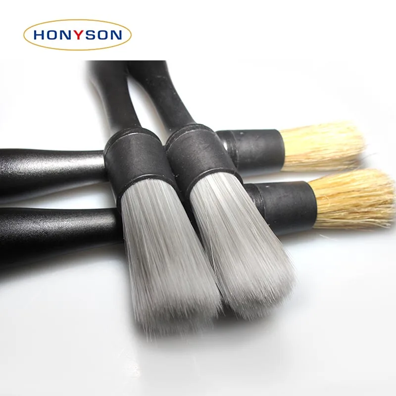 Natural Boars Hair Ultra-Soft Cleaning Tool Car Detailing Brush Set Auto Detail Brushes Kit