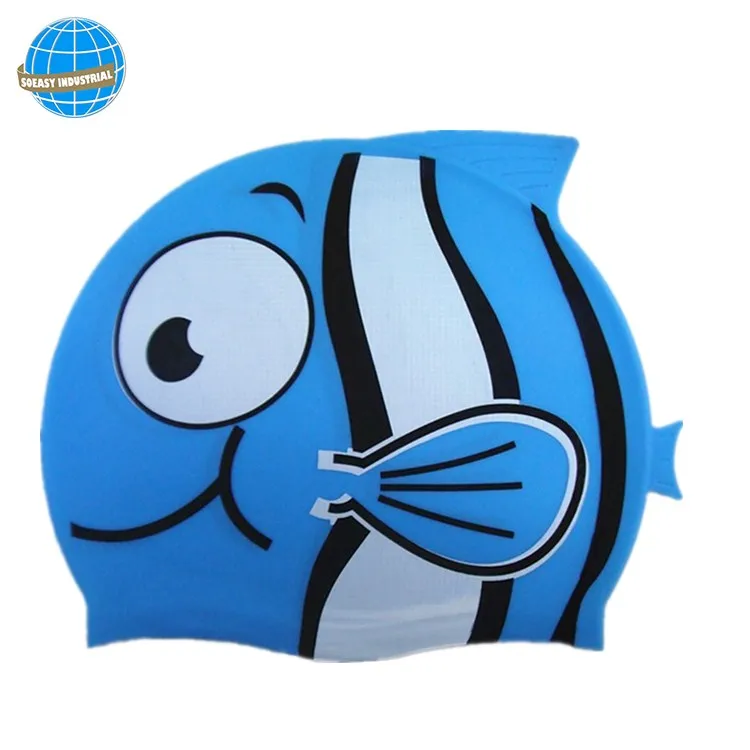 Cheap making cartoon shaped animal print silicone swimming cap