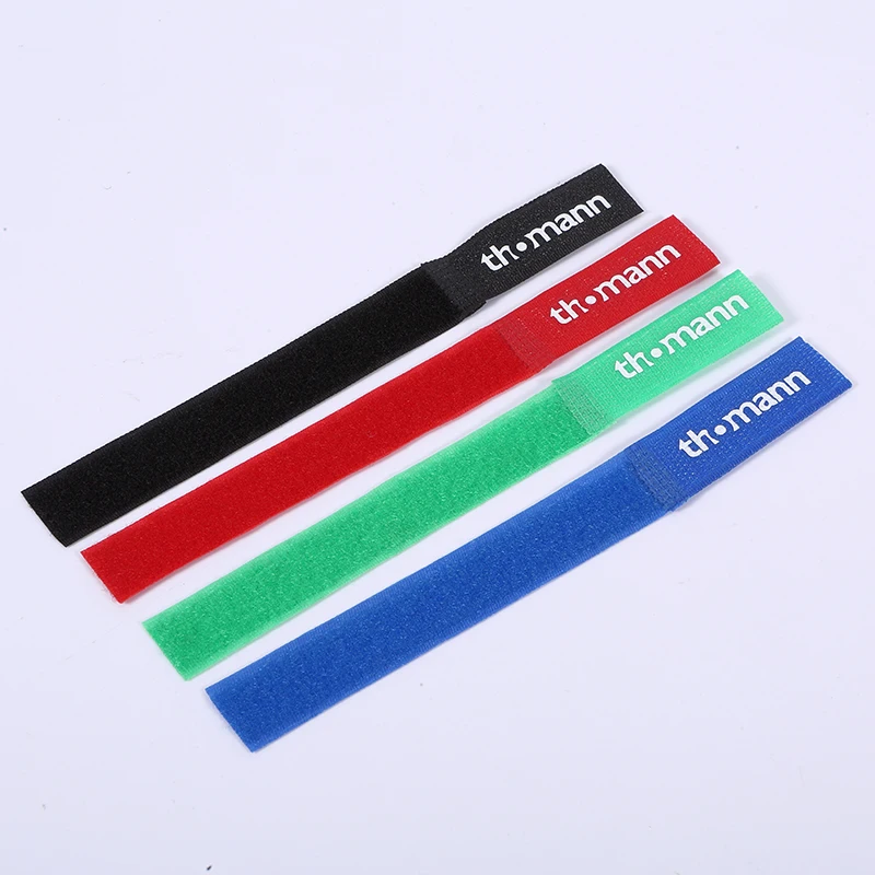 Custom Printed Logo Reusable Adjustable Releasable Nylon Hook And Loop Strap Cable Ties With Plastic Buckle
