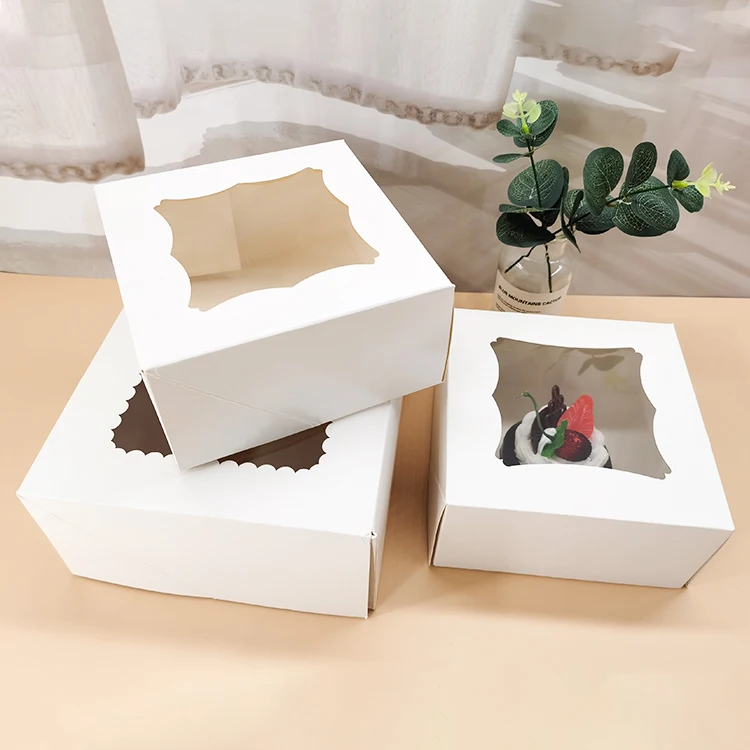 Cake Box Baked Pie Biscuit Cake Dessert Gift Box With Window For Hemp Rope And Stickers