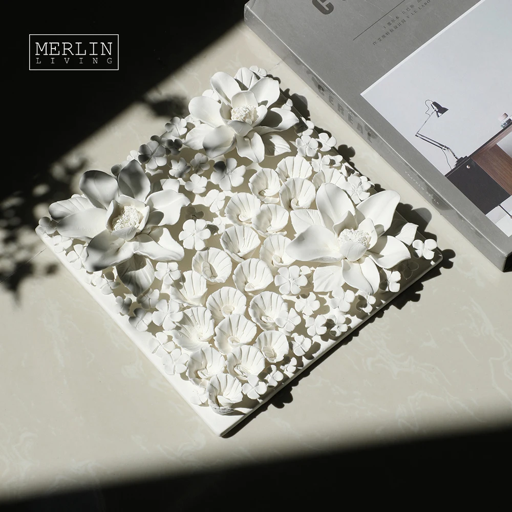Merlin Living Handmade Ceramic Wall Art Flowers Abstract Wall Art Modern Other Home Decor Chaozhou Ceramic Factory