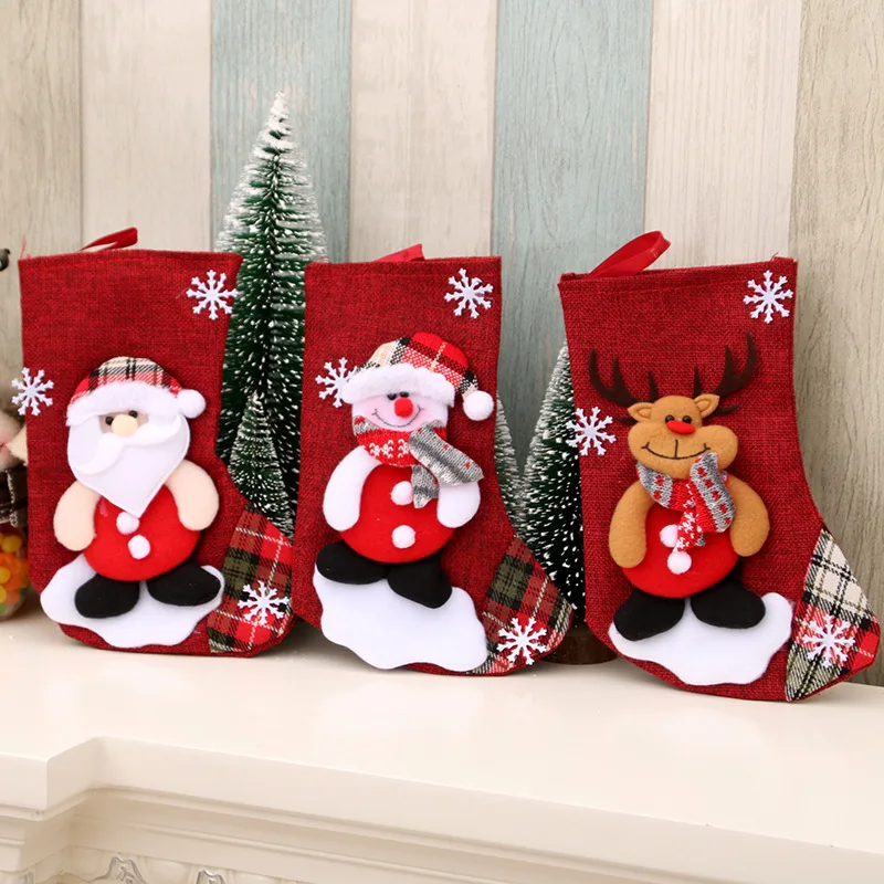 Hot Selling Christmas candy gift packaging decorations Santa Claus snowman Christmas socks