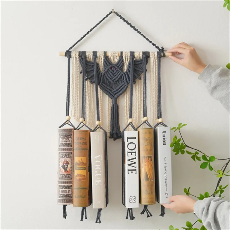 Macrame Book Hanging Shelf Macrame Boho Bookshelf Hanging Bookshelf Bohemian Macrame Wall Hanging