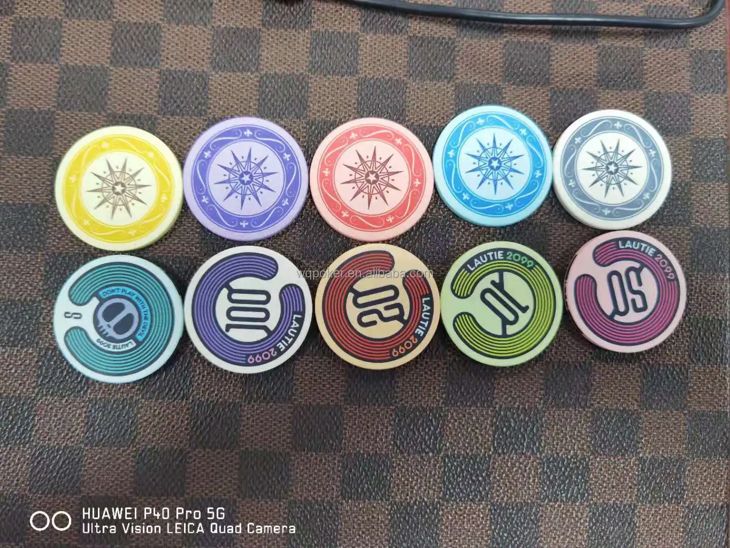 14g Casino Baccarat Crown LAS VEGAS Design Clay Poker Chips Inner Metal with Trim Sticker