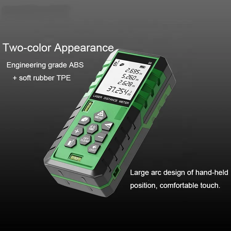 Rechargeable Green Laser Distanciometro Digital 60m 80m 100m Laser Distance Meter with Double Bubble Level