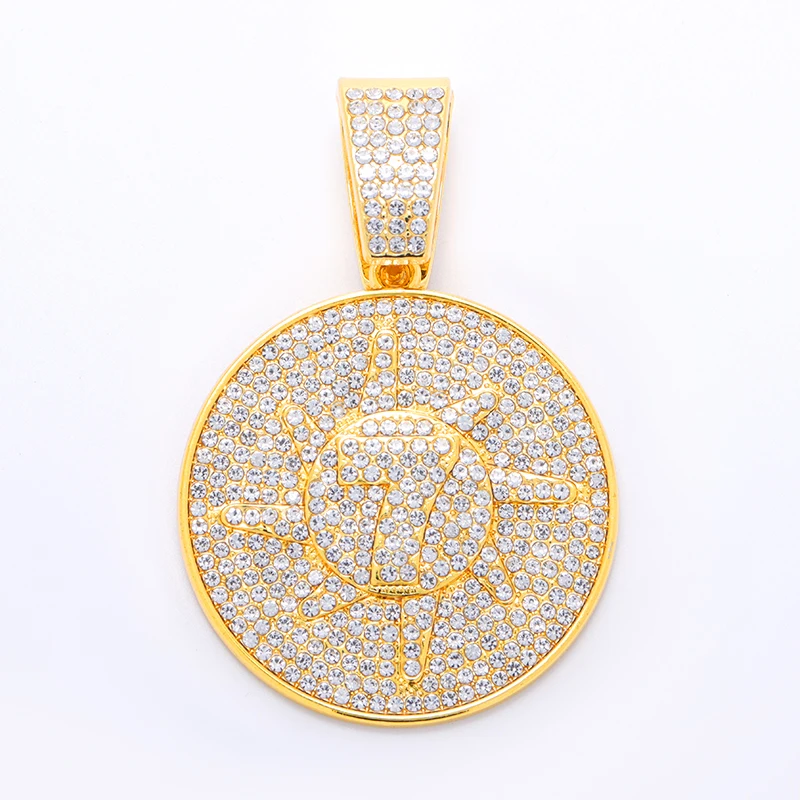 No. 7 Round Card Gold Silver Plated Alloy Jewelry Set Fashionable Shine Pendant Necklace and Bracelet Trendy Fashion Accessory