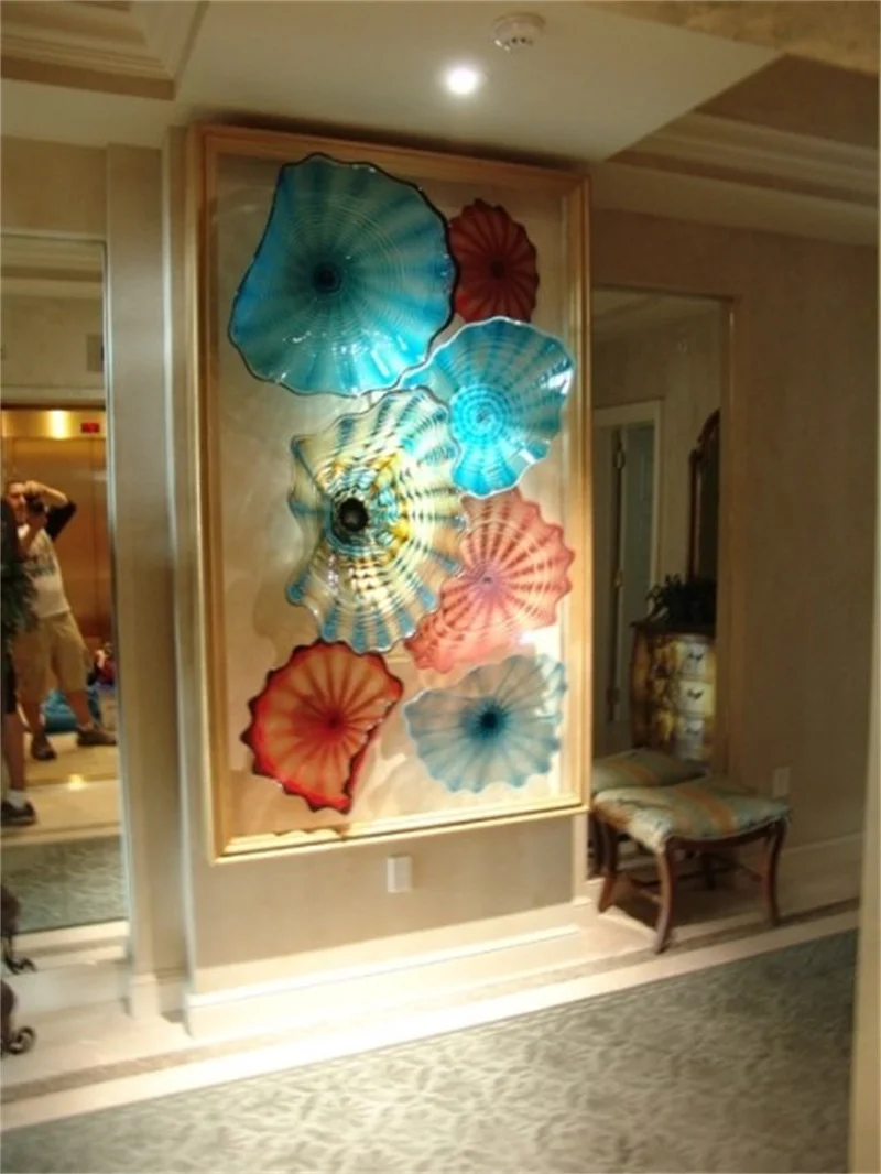 Fashionable Flower Plate Art Wall Decor Living Room Decorative Glass Wall Decorations for Home