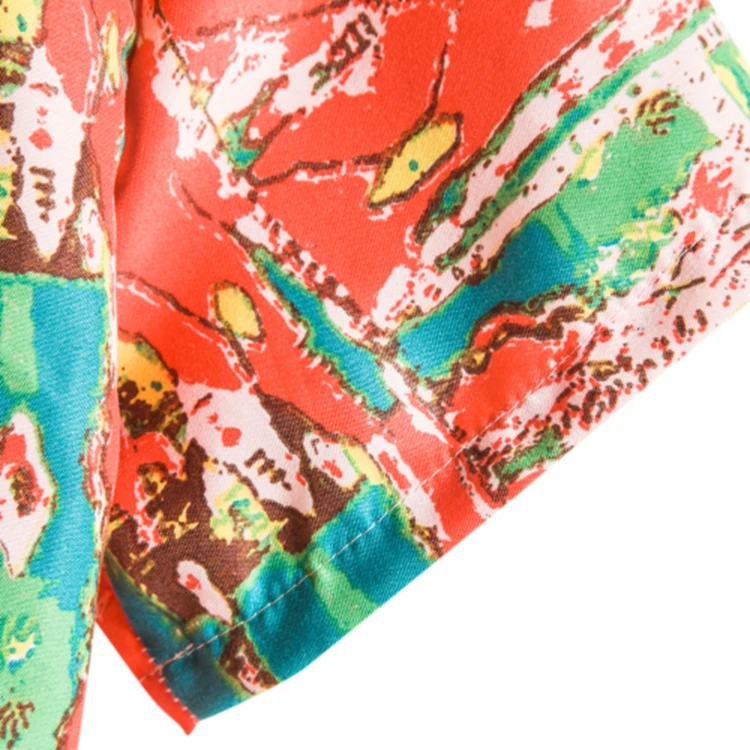 High quality summer fashion red fancy print breathable soft mens hawaiian beach style shirts