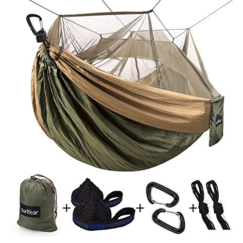 Legit Camping - Double Hammock Lightweight Parachute Portable Hammocks For Hiking Travel Backpacking Beach Yard Gear Includes &