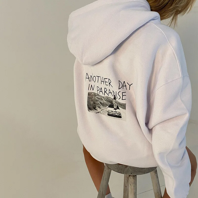 2021 Custom logo Back printed hoodies women 2021  autumn and winter clothing new fashion casual letter sweatshirt