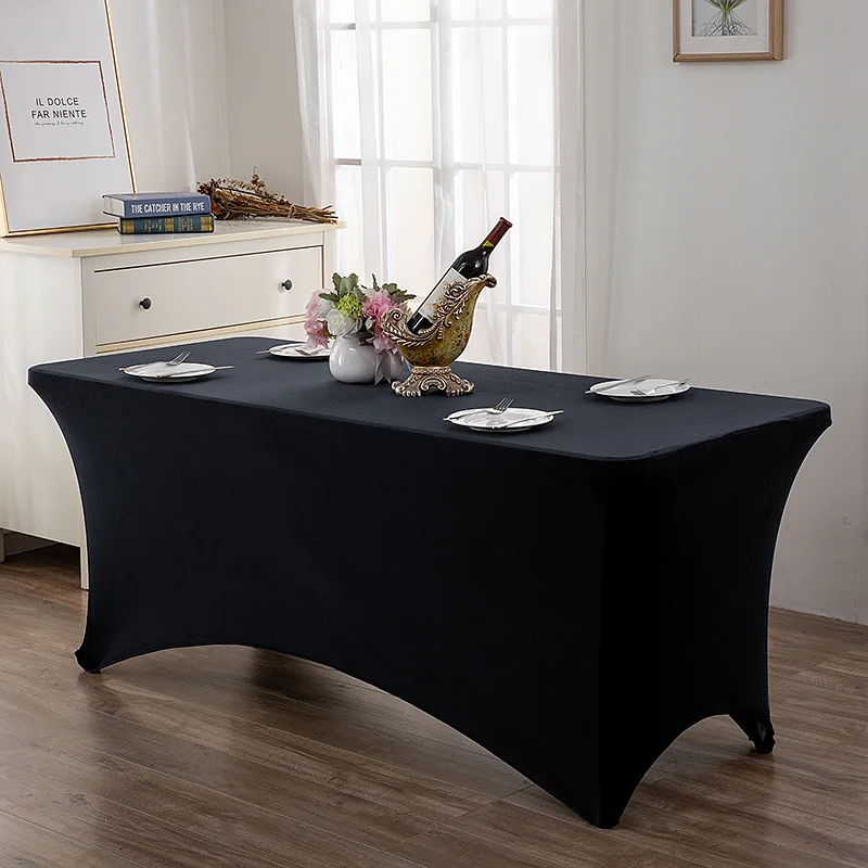 High Quality Rectangular  Elastic Velvet Table Cover Wedding Banquet Beauty Table Cloth For Events