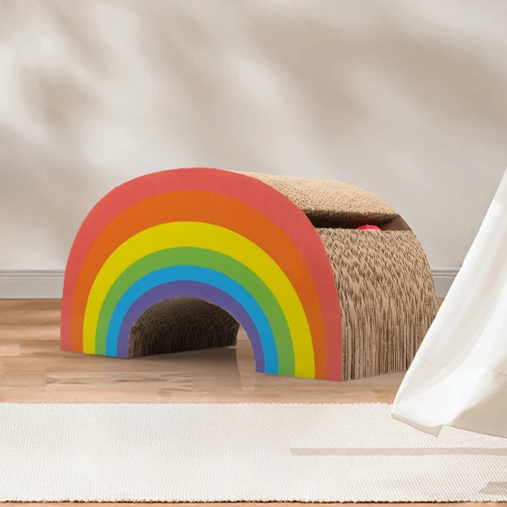 Pawise Multi-Function Scratch Resistant Cute Castle In the Sky 3 In 1 Cat Scratcher Removable Kitten Scratching Cardboard Toy