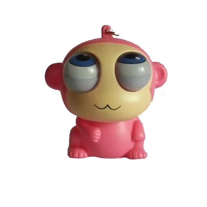 Funny animal rolling eye squeeze animal keychain with BB sound