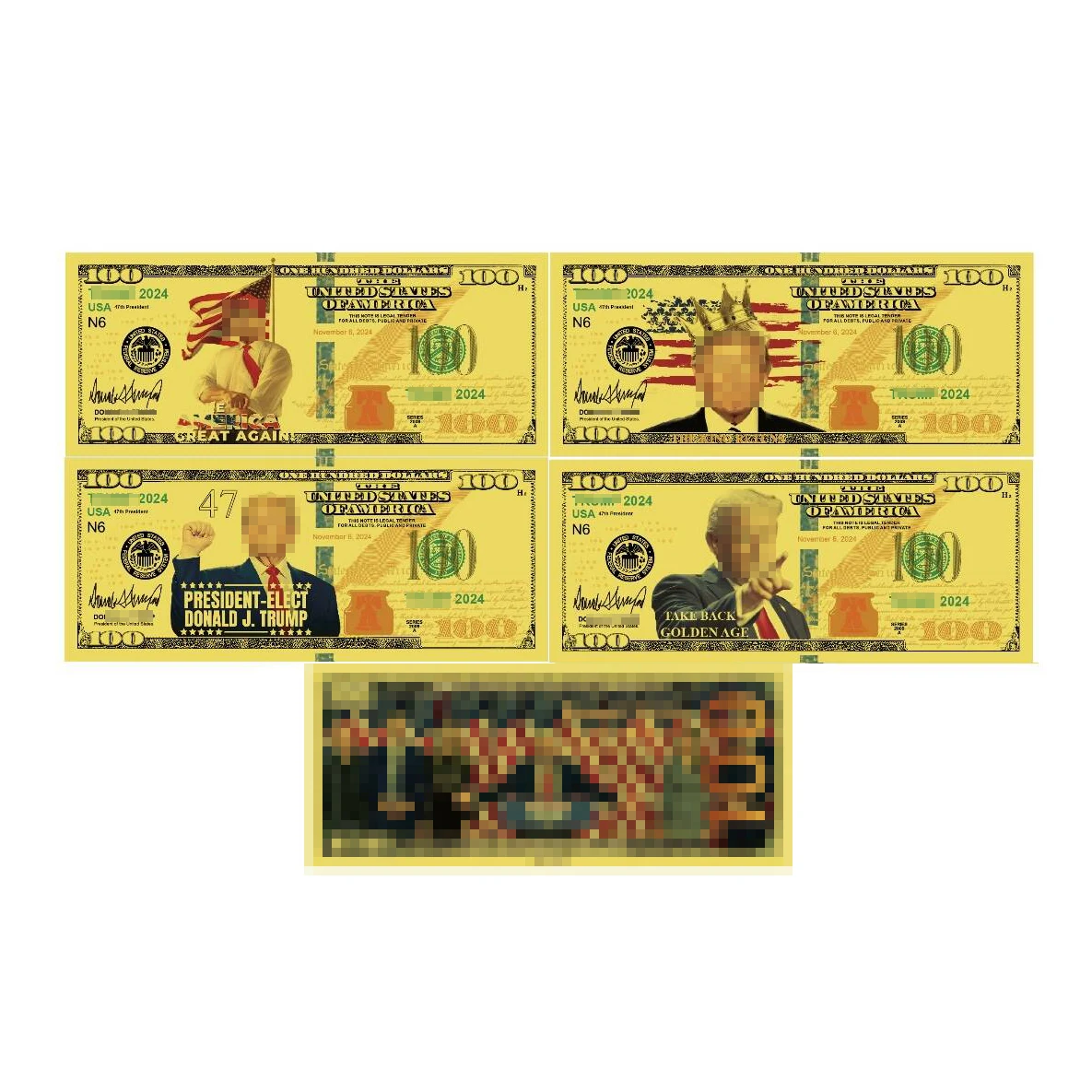 Free Shipping 2024 100 Dollars Bill US 47th Donaldtrump Plastic Gold Foil Banknote With Custom Design