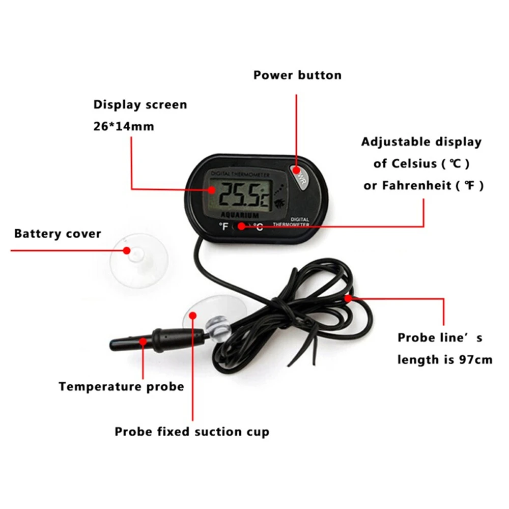 Factory direct sales ST-3 Digital LCD Display Thermometer Temperature Gauge with Sucker for Household Refrigerator Fish Tank