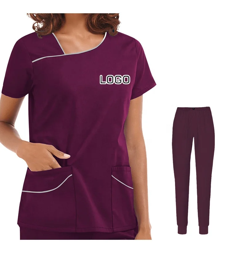 Custom Wholesale Manufacturer Hospital Uniform Women Scrub Top And Jogger Scrub Pants Nurse Medical Scrubs Set