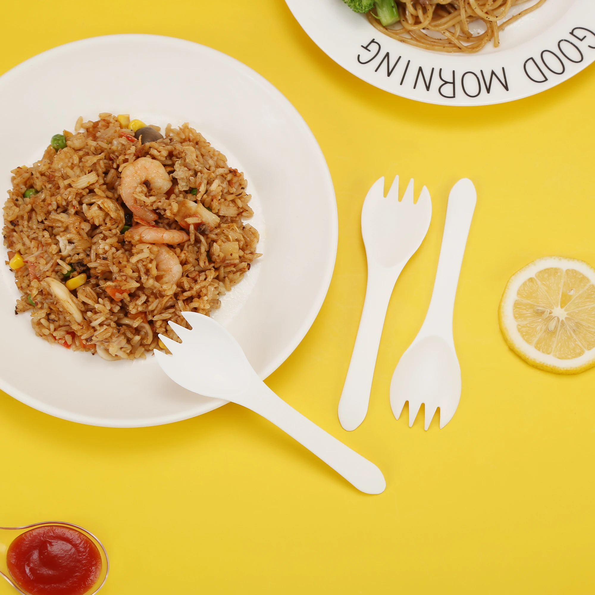 Disposable Corn Starch Plastic Spork Biodegradable