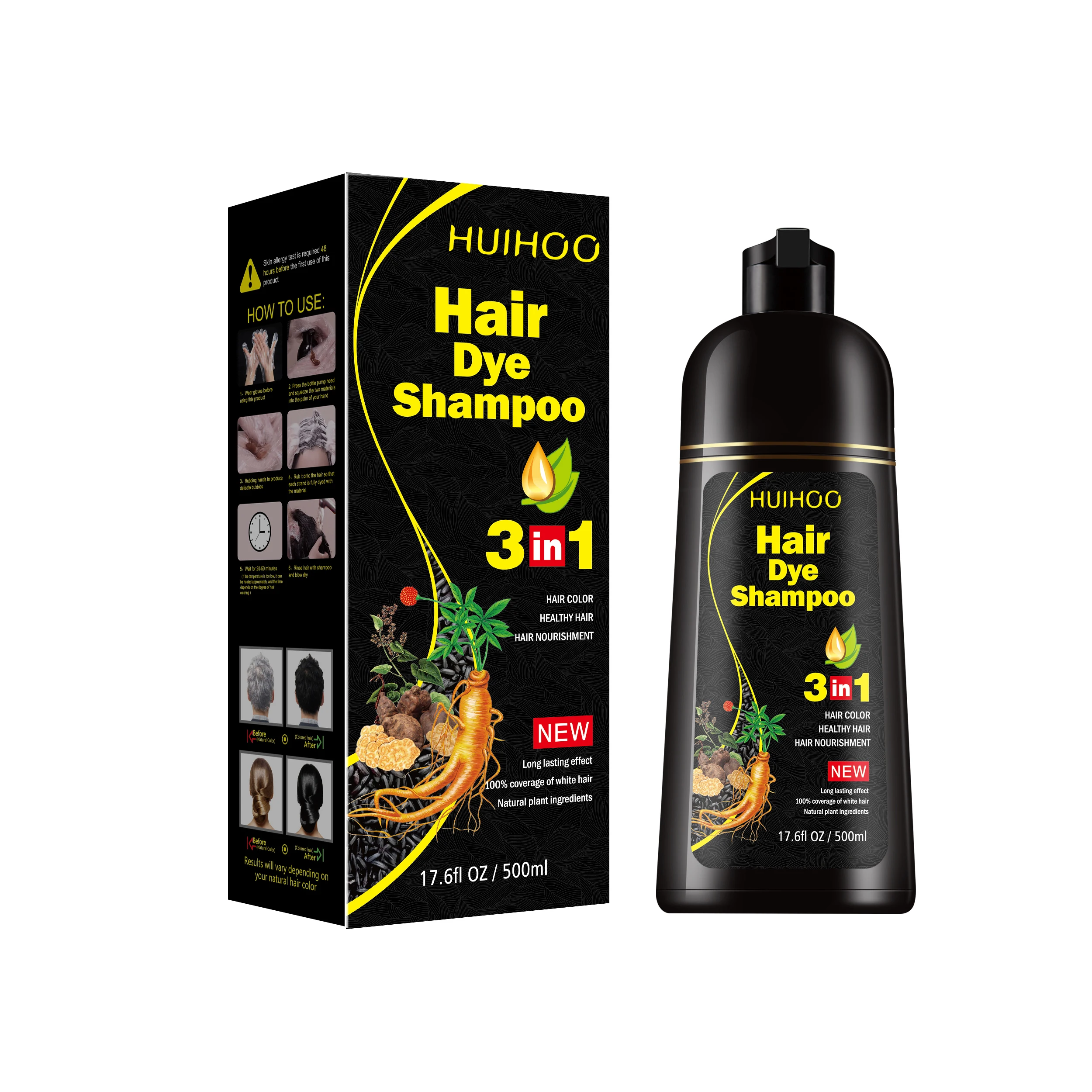 100% cover grey hair hair color shampoo 7 colorful fashion ammonia free magic permanent herbal hair dye shampoo