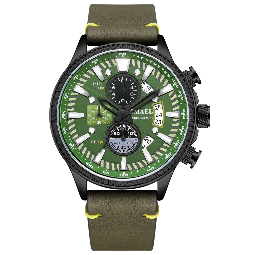 Raymons SL-9097 класса люкс мужские деловые кожаные армейские водонепроницаемые наручные часы модные часы-Хронограф Мужские кварцевые Erkek Kol