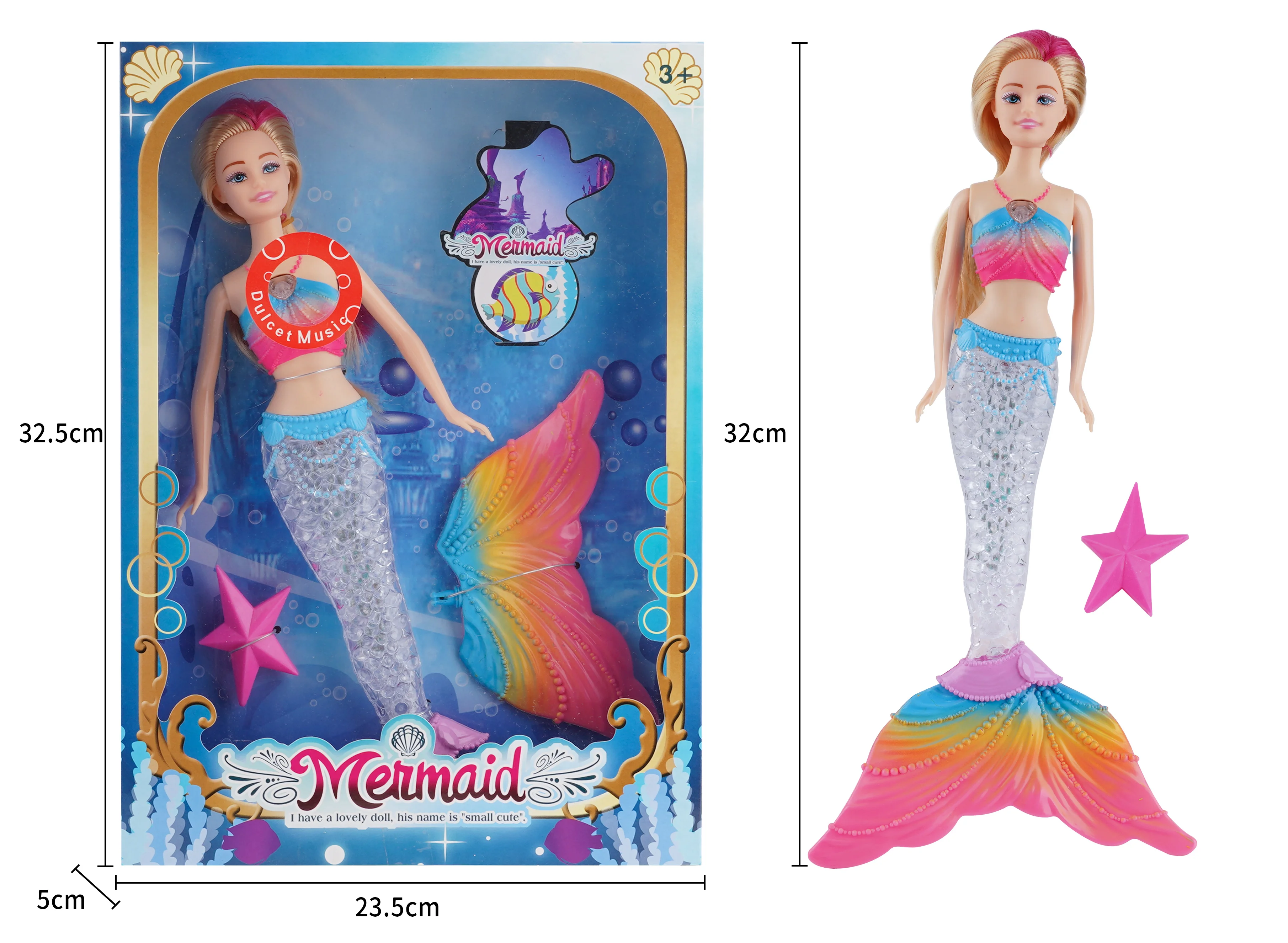 New hot sale Plastic PVC Doll Toy Fashion Colorful Mermaid Doll Educational for Girl Gift Doll Model Toy Dress toy for Kid