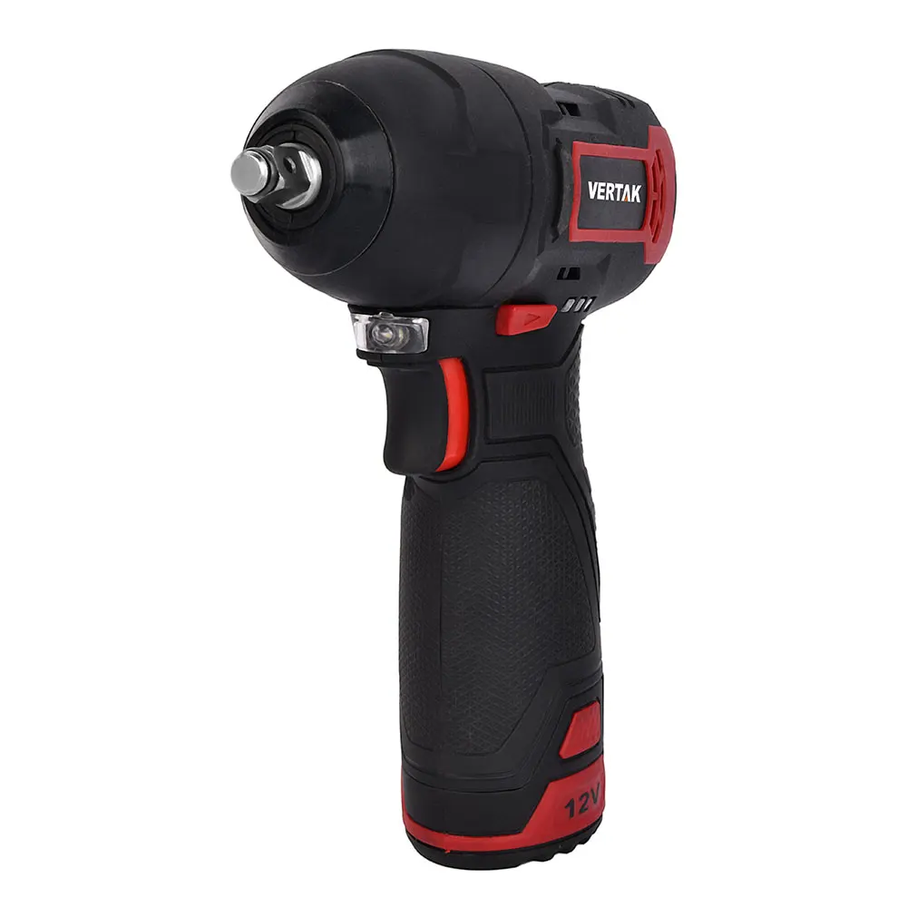 VERTAK Cordless 12V Rechargeable Battery Power Compact Impact Wrench With LED Light