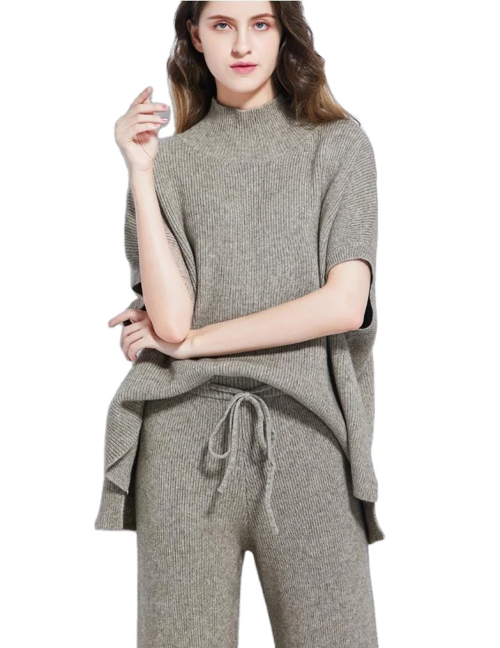 Winter Custom Casual Plussize Turtleneck Knitted Knitwear Pullover Clothes Top Suit Ladies Coat Set 100%cashmere Womens Sweaters