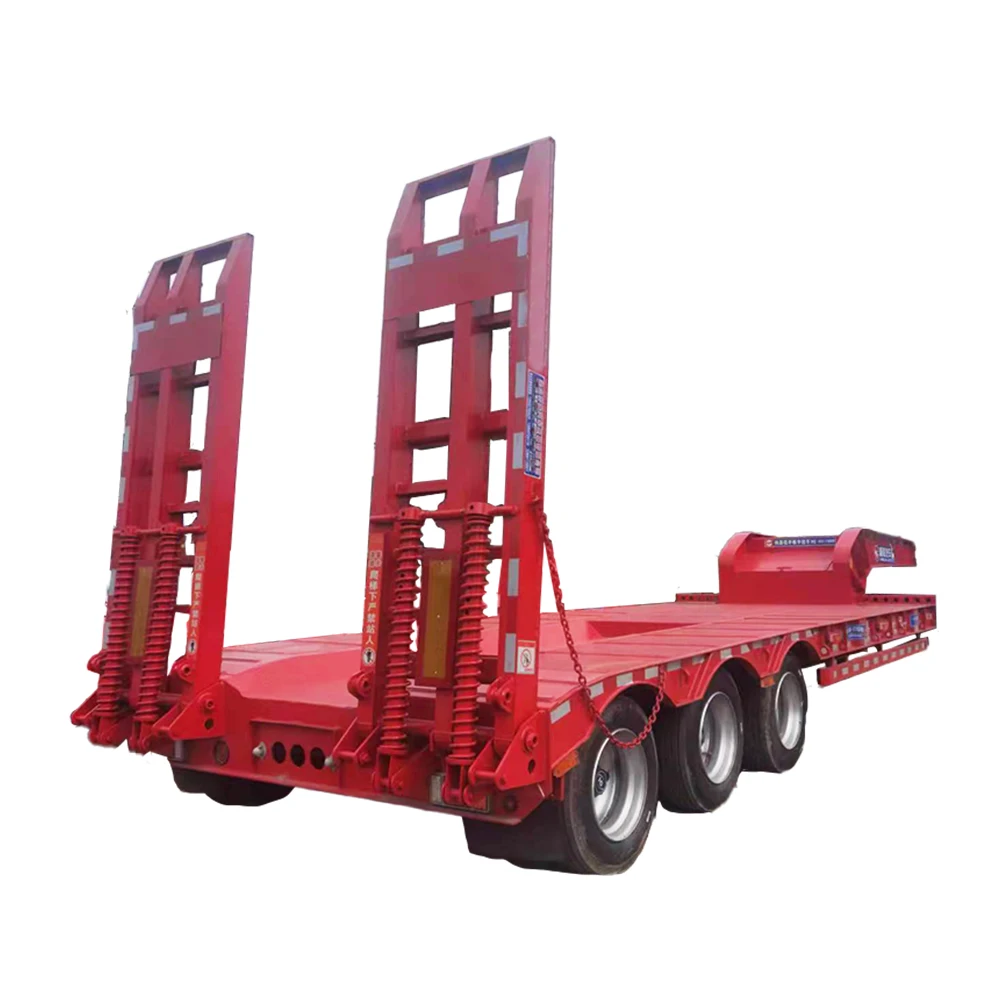 Factory 3 Axles 60Ton low trailer semi truck trailer 3 axle semi trailer lowbed semi truck price With Factory hot sale